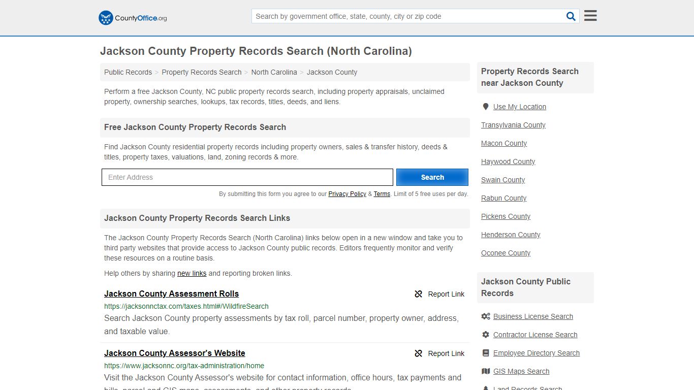 Property Records Search - Jackson County, NC (Assessments ...